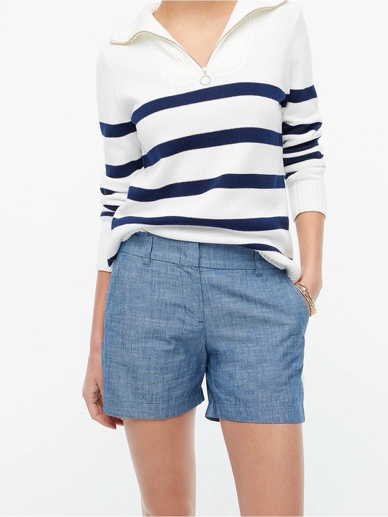 J. Crew Pants - J. Crew 5" classic chambray short Blue Cotton Size 10 preppy casual nautical